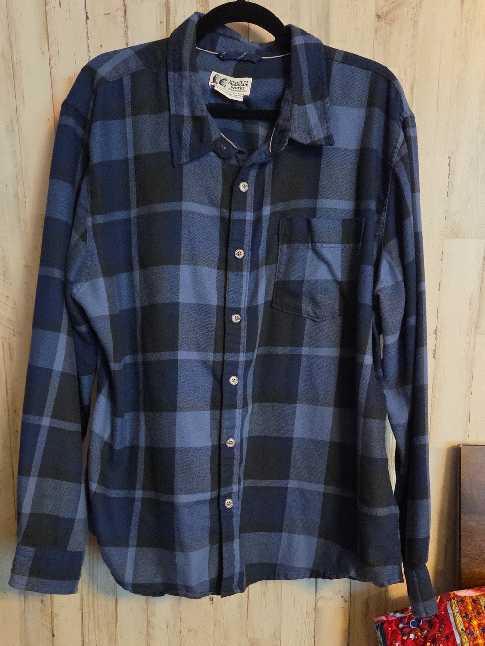 Marmot Blue and Black Plaid Long-Sleeve Button-Up Shirt